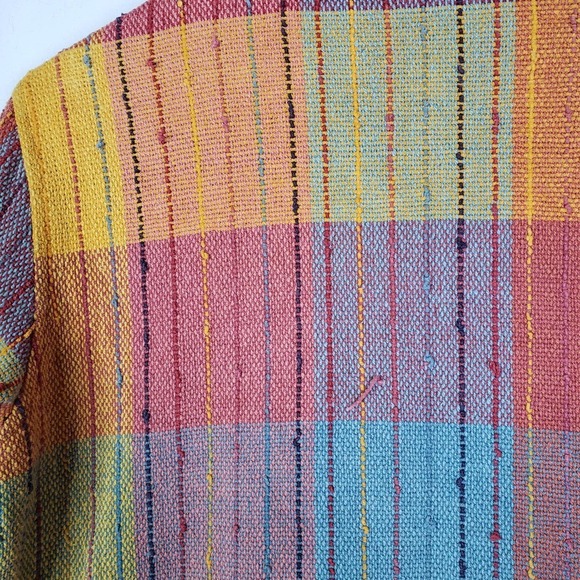 TravelSmith Woven Jacket M Button Front Multicolor Stripe Check‎ Boho Tweed - Picture 8 of 8